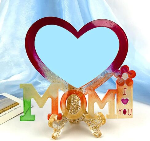 Veemoon 1set Heart-Shaped Photo Frame Silicone Mold for Mother's Day Crafts Creative Epoxy Mold Frame and Bases for Unique Home Decor in Saudi Arabia