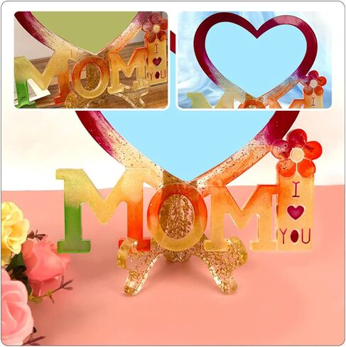 Veemoon 1set Heart-Shaped Photo Frame Silicone Mold for Mother's Day Crafts Creative Epoxy Mold Frame and Bases for Unique Home Decor in Saudi Arabia
