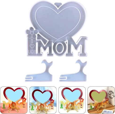 Veemoon 1set Heart-Shaped Photo Frame Silicone Mold for Mother's Day Crafts Creative Epoxy Mold Frame and Bases for Unique Home Decor in Saudi Arabia