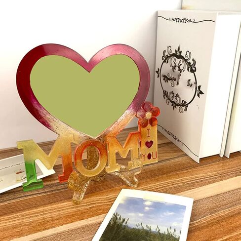 Veemoon 1set Heart-Shaped Photo Frame Silicone Mold for Mother's Day Crafts Creative Epoxy Mold Frame and Bases for Unique Home Decor in Saudi Arabia