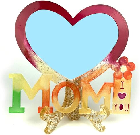 Veemoon 1set Heart-Shaped Photo Frame Silicone Mold for Mother's Day Crafts Creative Epoxy Mold Frame and Bases for Unique Home Decor in Saudi Arabia
