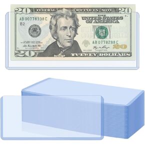 33 Pack Dollar Bill Sleeves, 6.8 x 2.9 Inch Hard Plastic Currency Sleeves with Top-Loading Design, Waterproof Money Protectors for Bill Storage and Display in Saudi Arabia
