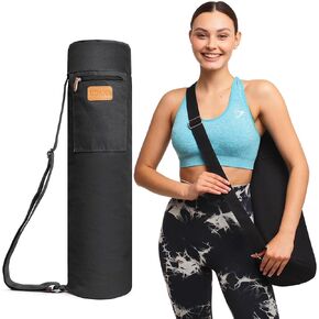 Black Yoga Mat Bag | Large Yoga Mat Bags for Women & Men | Fits Thick Yoga Mat & Yoga Accessories | Three Storage Pocket | Adjustable Yoga Bag Shoulder Strap | Great Gym Bag, Travel bag in Kuwait