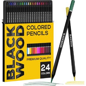 Blackwood Colored Pencils Set – 24 Soft Core Triangular Colored Pencils, Premium Black Wood, Pre-Sharpened, 3mm Lead for Drawing, Sketching & Coloring in Saudi Arabia