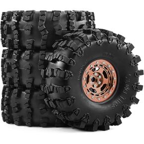 4Pcs RC 2.2 Beadlock 10-Spokes Wheel Rims & Rubber Crawler Tire for 1/10 RC Crawler Axial SCX10 RBX10 Wraith 90048 90018 Traxxas TRX4 (silver) in Kuwait