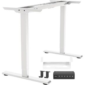 Dual Motor Standing Desk Frame, Ergonomic Stand Up Desk Base Workstation with Cable Management Tray, Headphone Hook for Home Office in Saudi Arabia