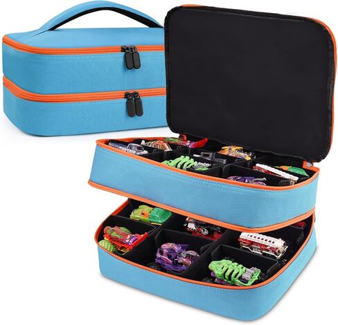 Madcat Carrying Case Compatible with 18 Monster Jam Trucks, Portable 1:64 Scale Monster Truck Bag Holding 18 Toy Cars, Bag Only (blue) in Saudi Arabia