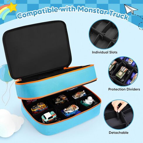 Madcat Carrying Case Compatible with 18 Monster Jam Trucks, Portable 1:64 Scale Monster Truck Bag Holding 18 Toy Cars, Bag Only (blue) in Saudi Arabia