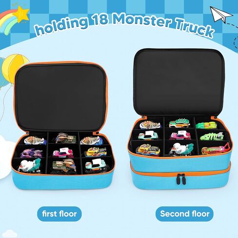 Madcat Carrying Case Compatible with 18 Monster Jam Trucks, Portable 1:64 Scale Monster Truck Bag Holding 18 Toy Cars, Bag Only (blue) in Saudi Arabia
