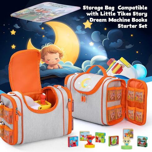 Carrying Case Compatible with Little Tikes Story Dream Machine Books Starter Set, Cute Storage Bag with Handle and Shoulder Strap for Character Storybook Accessory Bag Only (Blue Red) in Saudi Arabia