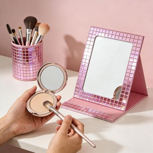Self Adhesive Mirror Mosaic Tiles, 2400Pcs Pink Disco Ball Mirror Stickers 5x5 mm Square Glass Sticker for DIY Craft Decorations, Party Decor, Disco Ball Making, Gift Crafts in Saudi Arabia
