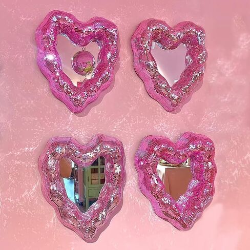 Self Adhesive Mirror Mosaic Tiles, 2400Pcs Pink Disco Ball Mirror Stickers 5x5 mm Square Glass Sticker for DIY Craft Decorations, Party Decor, Disco Ball Making, Gift Crafts in Saudi Arabia