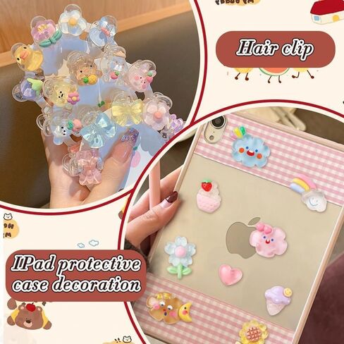 60Pcs Mixed Colors Slime Charms Assorted Cute Jelly Embellishments Bulk, Flatback Ornament Charms for Phone Junk Cases,Hairpins Scrapbooking Crafting & DIY Decoration in Saudi Arabia