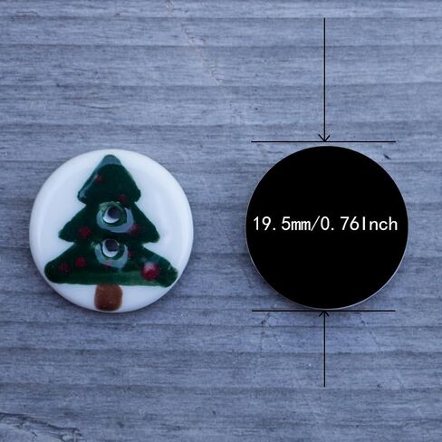 Christmas Buttons for Crafts, Hand-Painted Christmas Tree Ceramic Sewing Buttons Ornament Kits Round 2 Holes for Christmas Holiday Party Decoration DIY Art Project(20mm/0.8inch,6pcs) in Saudi Arabia