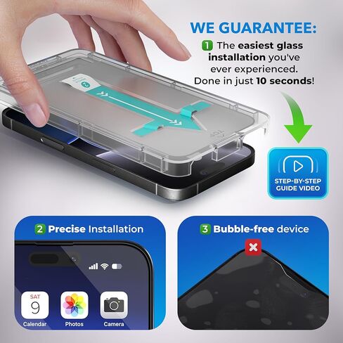 Deppa [عبوتان من واقي شاشة الخصوصية لهاتف iPhone 13 Pro Max/14 Plus (6.7 بوصة) غطاء كامل ثلاثي الأبعاد من الزجاج المقسى مع صينية أدوات التثبيت السهلة - مضاد للتجسس، الخصوصية، فيلم داكن، أسود (دليل الفيديو) in Kuwait