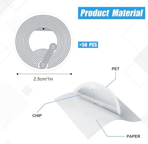 50pcs NFC Stickers, 1 Inch Ntag213 NFC Tag Stickers Round NFC Cards Programmable 144 Bytes Memory Ntag213 Tags Compatible with NFC-Enabled Phones & Devices in Saudi Arabia