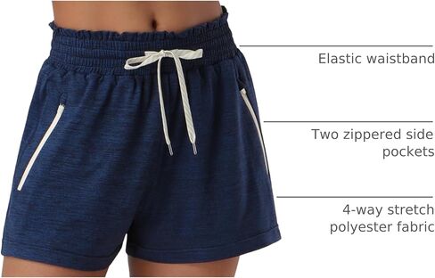 Pioneer Camp Women's High Waist Sweat Shorts Athletic Workout Running Sweatshorts 2 Zipper Pockets for Casual Gym Lounge in Kuwait