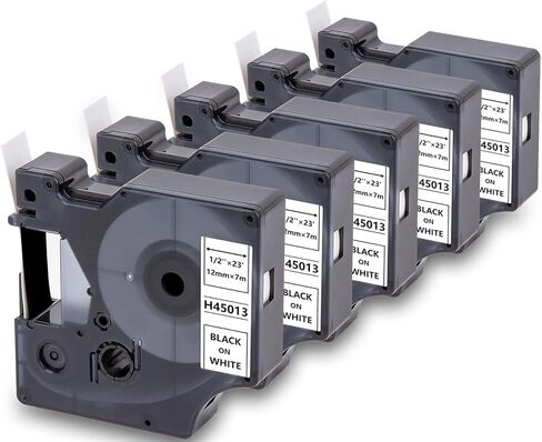 شريط صانع الملصقات Hehua 7 عبوات 45013، متوافق مع عبوات صانع الملصقات Dymo D1 S0720530، 1/2 بوصة × 23 قدم أسود على أبيض، شريط ملصقات لمدير الملصقات Dymo 160 280 450 210D 360D 420P 260P 450D in Saudi Arabia