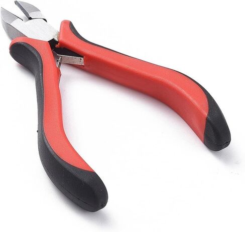 1Pc Carbon Steel Jewelry Pliers Wire Cutting Side Cutter Pliers Red Black for Jewelry Making Supplies DIY Art Craft Beading Repair Tools Model Making 117mm in Saudi Arabia