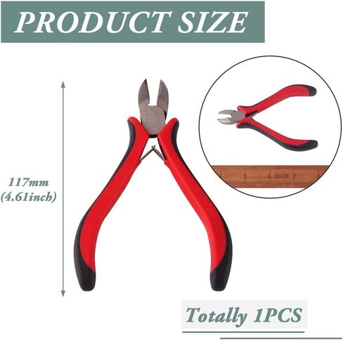 1Pc Carbon Steel Jewelry Pliers Wire Cutting Side Cutter Pliers Red Black for Jewelry Making Supplies DIY Art Craft Beading Repair Tools Model Making 117mm in Saudi Arabia
