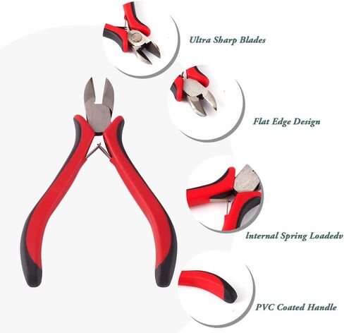 1Pc Carbon Steel Jewelry Pliers Wire Cutting Side Cutter Pliers Red Black for Jewelry Making Supplies DIY Art Craft Beading Repair Tools Model Making 117mm in Saudi Arabia