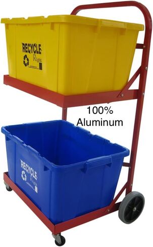 Red Aluminum Recycling Cart, 6E+1 lbs Capacity, 29x21x43 inches in Saudi Arabia
