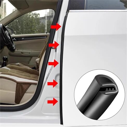 2Pcs Car Door Sealing Strip for Car Rubber Weatherstrip Sound Insulation Sealing Strips Anti-Scratch Protector in Saudi Arabia