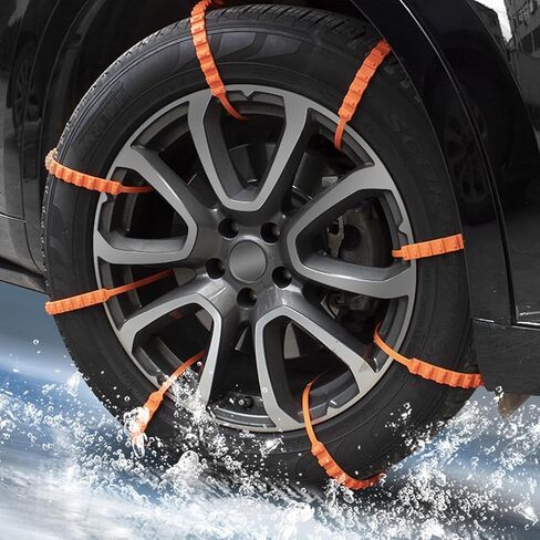 Universal Reusable Anti-skid Nylon Tire Chains, Universal Tire Chain Anti Skid Wheel Belts for Cars Suvs Trucks, Adjustable Temporary Tire Straps for Snow and Ice (10) in Saudi Arabia