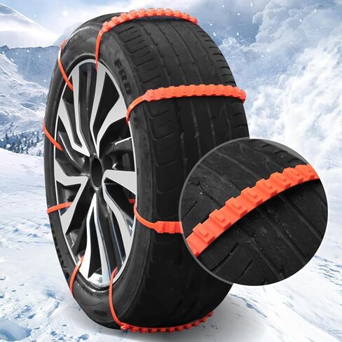Universal Reusable Anti-skid Nylon Tire Chains, Universal Tire Chain Anti Skid Wheel Belts for Cars Suvs Trucks, Adjustable Temporary Tire Straps for Snow and Ice (10) in Saudi Arabia