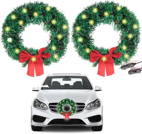 Vaygway Christmas Car Reindeer Antlers & Nose Decoration Set- Christmas Reindeer for Vehicle- Rudolph Reindeer Holiday Accessory Kit for Car Window (Christmas Car Wreath) in Saudi Arabia