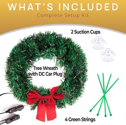 Vaygway Christmas Car Reindeer Antlers & Nose Decoration Set- Christmas Reindeer for Vehicle- Rudolph Reindeer Holiday Accessory Kit for Car Window (Christmas Car Wreath) in Saudi Arabia