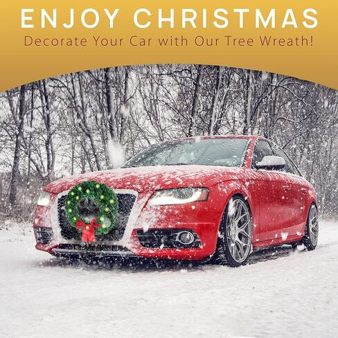 Vaygway Christmas Car Reindeer Antlers & Nose Decoration Set- Christmas Reindeer for Vehicle- Rudolph Reindeer Holiday Accessory Kit for Car Window (Christmas Car Wreath) in Saudi Arabia