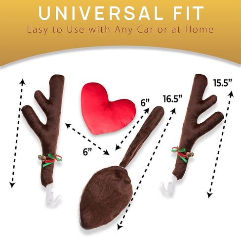 Vaygway Christmas Car Reindeer Antlers & Nose Decoration Set- Christmas Reindeer for Vehicle- Rudolph Reindeer Holiday Accessory Kit for Car Window (Christmas Car Wreath) in Saudi Arabia