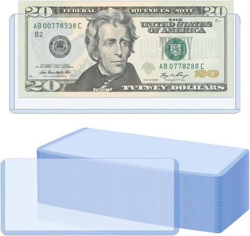 33 Pack Dollar Bill Sleeves, 6.8 x 2.9 Inch Hard Plastic Currency Sleeves with Top-Loading Design, Waterproof Money Protectors for Bill Storage and Display in Saudi Arabia