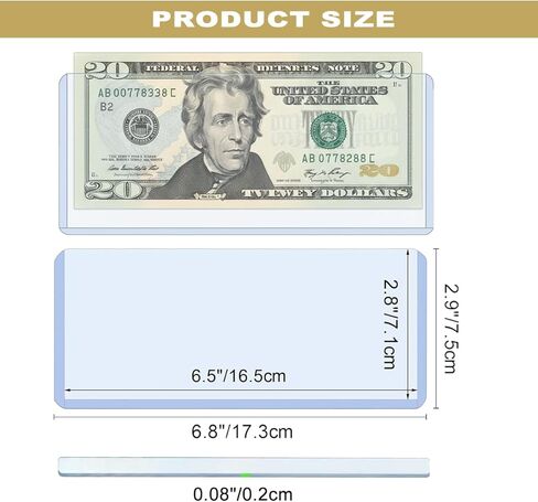 33 Pack Dollar Bill Sleeves, 6.8 x 2.9 Inch Hard Plastic Currency Sleeves with Top-Loading Design, Waterproof Money Protectors for Bill Storage and Display in Saudi Arabia