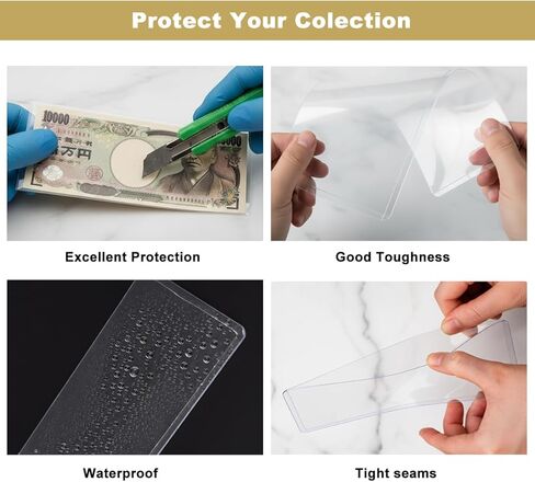 33 Pack Dollar Bill Sleeves, 6.8 x 2.9 Inch Hard Plastic Currency Sleeves with Top-Loading Design, Waterproof Money Protectors for Bill Storage and Display in Saudi Arabia