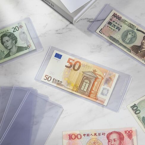 33 Pack Dollar Bill Sleeves, 6.8 x 2.9 Inch Hard Plastic Currency Sleeves with Top-Loading Design, Waterproof Money Protectors for Bill Storage and Display in Saudi Arabia