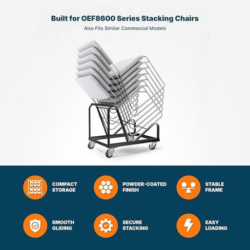 Dolly for OEF8500 Series, Compatible with Any Sled-Base Stack Chair of Similar Or Identical Dimensions,Black in Kuwait