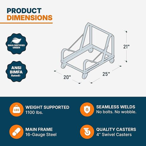Dolly for OEF8500 Series, Compatible with Any Sled-Base Stack Chair of Similar Or Identical Dimensions,Black in Kuwait