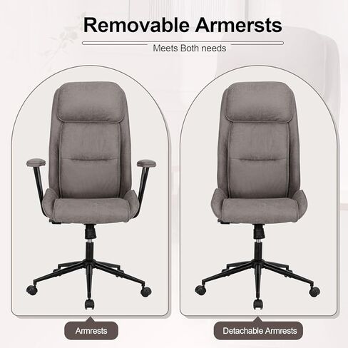 كرسي مكتب تنفيذي عالي الظهر من Okeysen، كرسي مكتب حديث مع ارتفاع قابل للتعديل، كرسي دوار في منتصف القرن، مساند للذراعين قابلة للإزالة، سعة وزن 330 رطل، رمادي in Kuwait