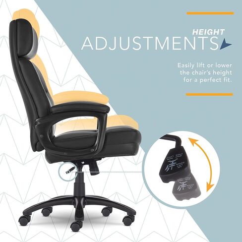 Click365™ Classic Executive Big & Tall Office Chair, Ergonomic and Channel-Tufted High-Back Design, Semi-Plush Double-Layer Seat Cushion, Padded Armrests, Nylon Swivel Base, Bonded Leather, Gray in Saudi Arabia