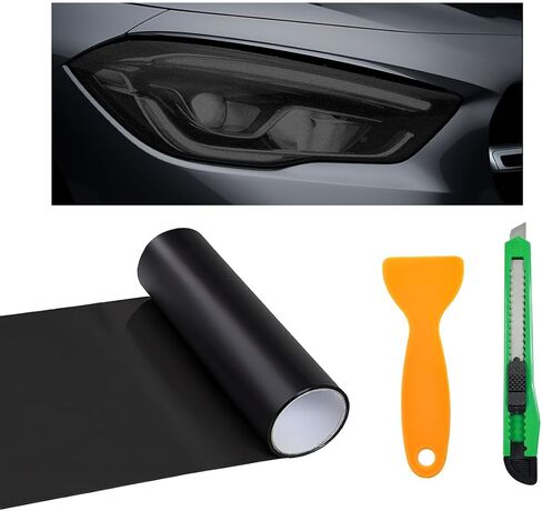 Car Light Tint Film, 12×48 Inch Tint Vinyl Wrap Film Roll with Squeegee and Cutter, Self-Adhesive Film Sticker for Car Headlights Tail Lights Fog Lights, Car Accessories in Saudi Arabia