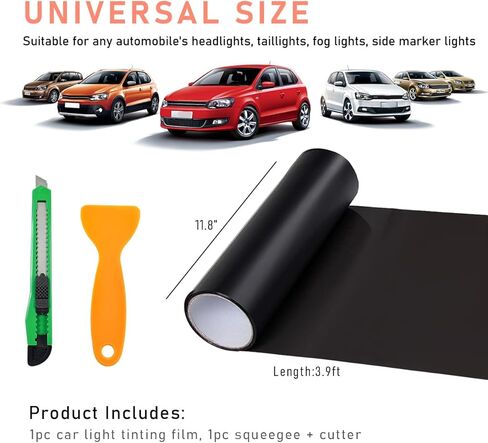 Car Light Tint Film, 12×48 Inch Tint Vinyl Wrap Film Roll with Squeegee and Cutter, Self-Adhesive Film Sticker for Car Headlights Tail Lights Fog Lights, Car Accessories in Saudi Arabia