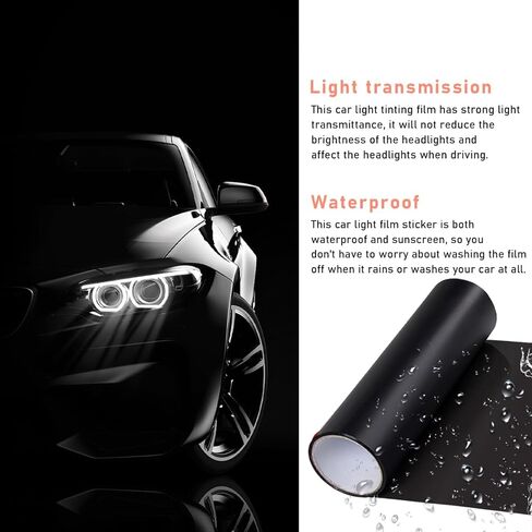 Car Light Tint Film, 12×48 Inch Tint Vinyl Wrap Film Roll with Squeegee and Cutter, Self-Adhesive Film Sticker for Car Headlights Tail Lights Fog Lights, Car Accessories in Saudi Arabia