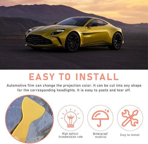 Car Light Tint Film, 12×48 Inch Tint Vinyl Wrap Film Roll with Squeegee and Cutter, Self-Adhesive Film Sticker for Car Headlights Tail Lights Fog Lights, Car Accessories in Saudi Arabia