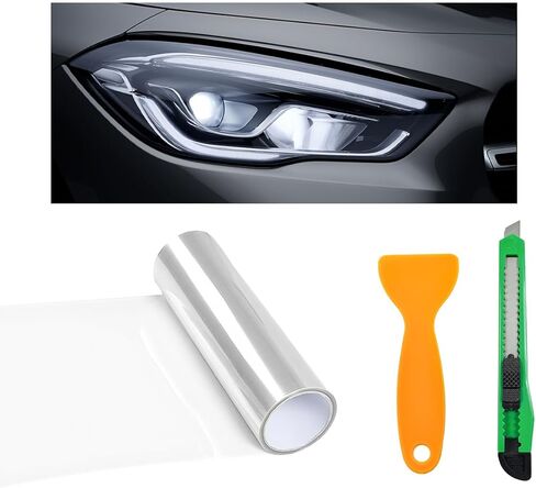 Car Light Tint Film, 12×48 Inch Tint Vinyl Wrap Film Roll with Squeegee and Cutter, Self-Adhesive Film Sticker for Car Headlights Tail Lights Fog Lights, Car Accessories in Saudi Arabia