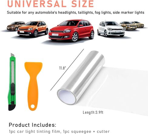 Car Light Tint Film, 12×48 Inch Tint Vinyl Wrap Film Roll with Squeegee and Cutter, Self-Adhesive Film Sticker for Car Headlights Tail Lights Fog Lights, Car Accessories in Saudi Arabia