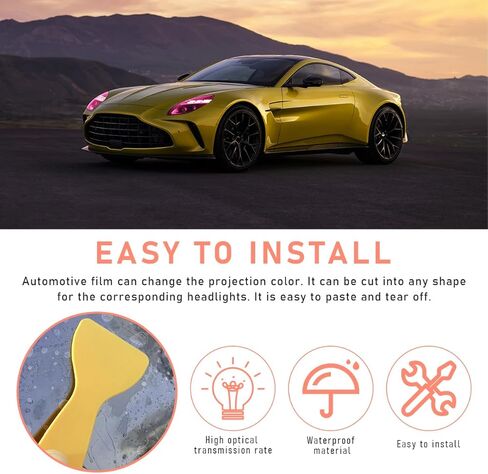Car Light Tint Film, 12×48 Inch Tint Vinyl Wrap Film Roll with Squeegee and Cutter, Self-Adhesive Film Sticker for Car Headlights Tail Lights Fog Lights, Car Accessories in Saudi Arabia