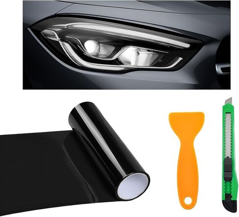 Car Light Tint Film, 12×48 Inch Tint Vinyl Wrap Film Roll with Squeegee and Cutter, Self-Adhesive Film Sticker for Car Headlights Tail Lights Fog Lights, Car Accessories in Saudi Arabia