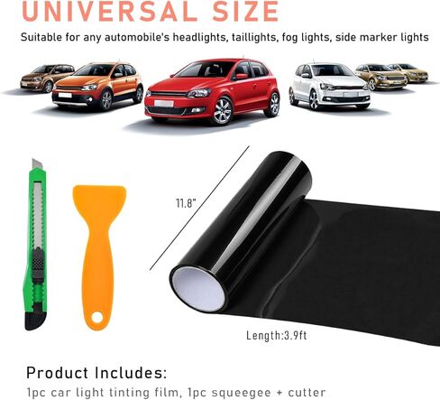 Car Light Tint Film, 12×48 Inch Tint Vinyl Wrap Film Roll with Squeegee and Cutter, Self-Adhesive Film Sticker for Car Headlights Tail Lights Fog Lights, Car Accessories in Saudi Arabia